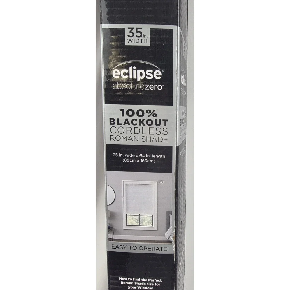 Eclipse Absolute Zero 35x64 Cordless Roman Window Shade 100% Blackout Roselle